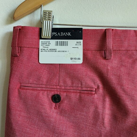 35x30 Rose Pink Pants New Jos A Bank Skinny Fit Pant Polyester Nwt Mens Magenta - Picture 6 of 17